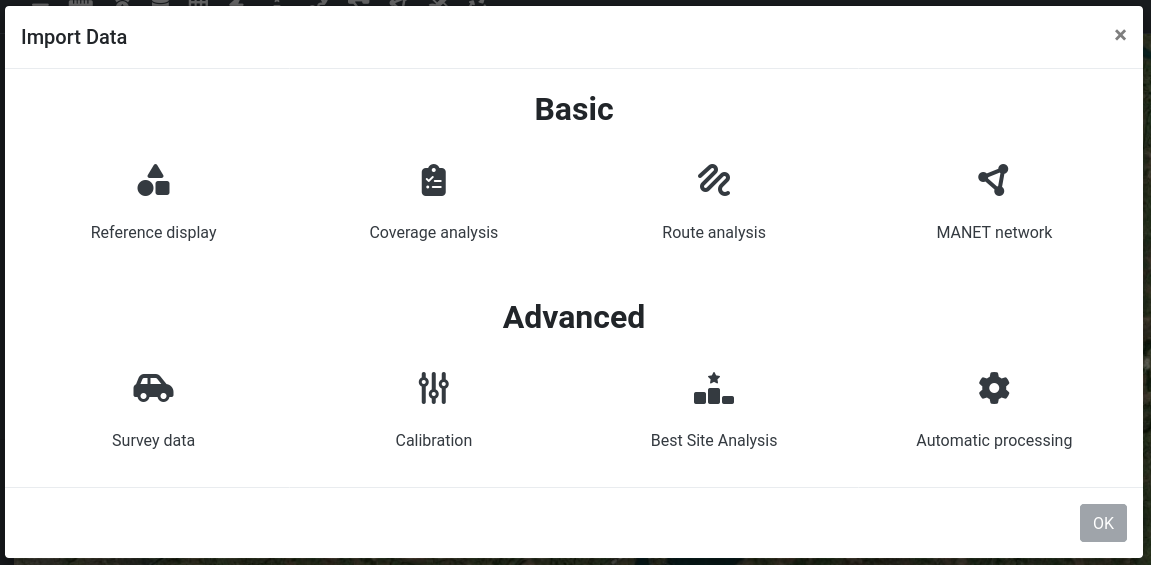 Import reference data modal dialog