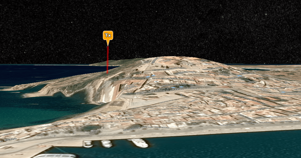 Map with 3D terrain enabled