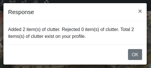Clutter upload response