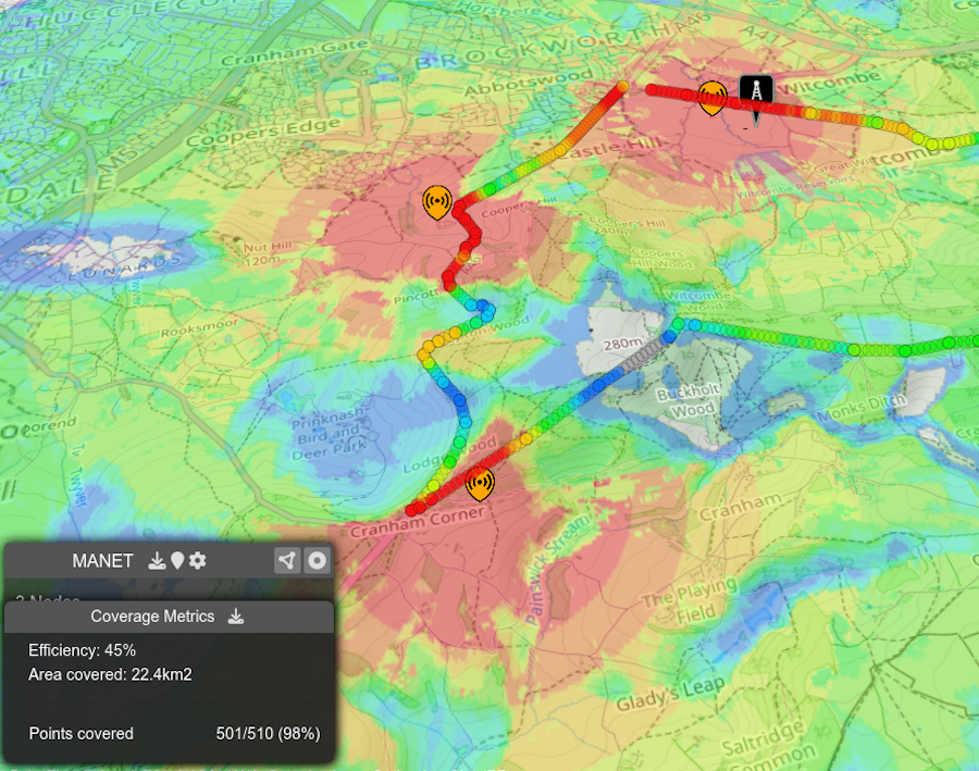 KML route analysis with MANET